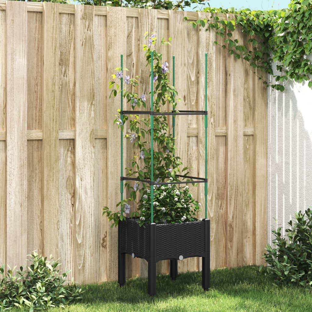 Plantekasse med espalier 40x40x142,5 cm PP sort billede
