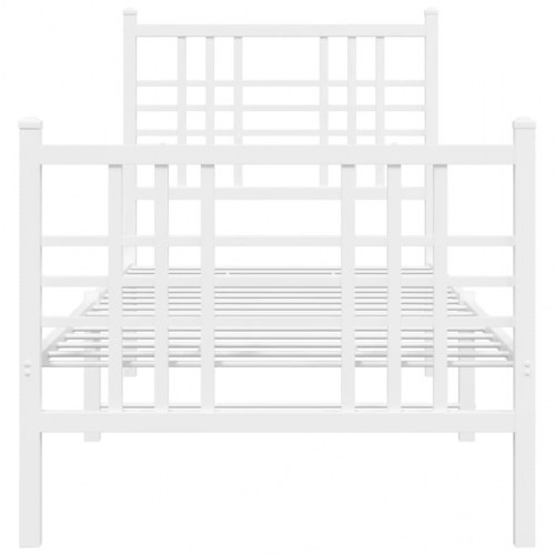 Sengeramme med sengegavl og fodgærde 75x190 cm metal hvid
