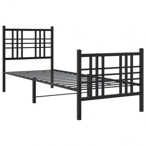 Sengeramme med sengegavl og fodgærde 75 x 190 cm - sort