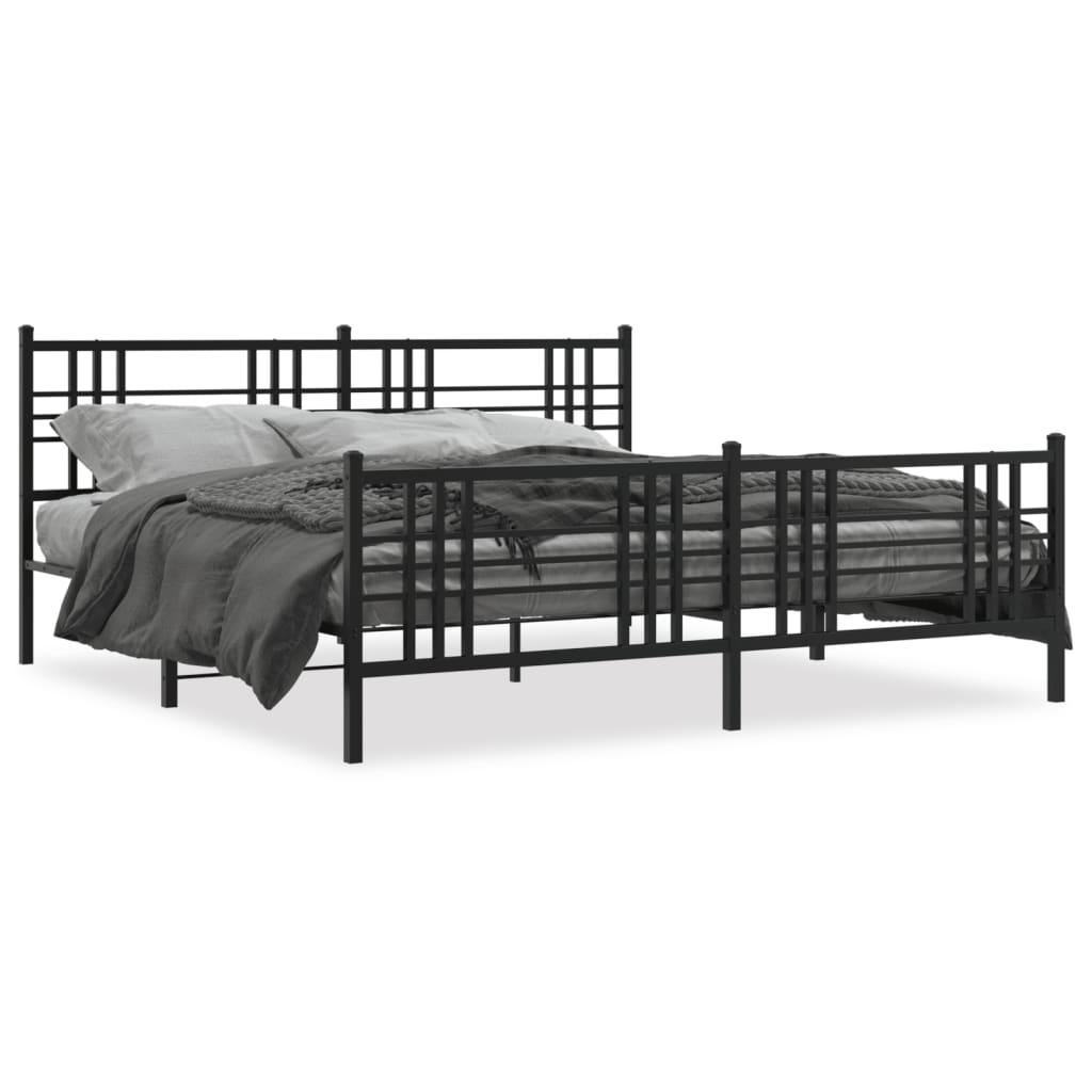 Sengeramme med sengegavl og fodgærde 183x213 cm metal sort