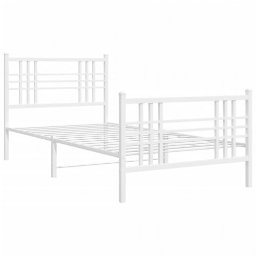 Sengeramme med sengegavl og fodgærde 100x190 cm metal hvid