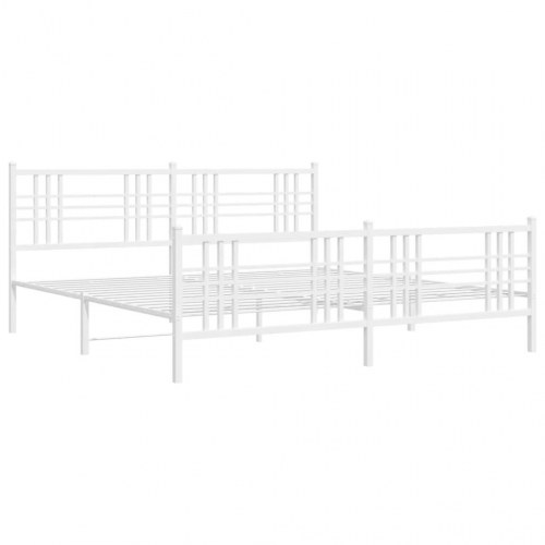 Sengeramme med sengegavl og fodgærde 200 x 200 cm - hvid