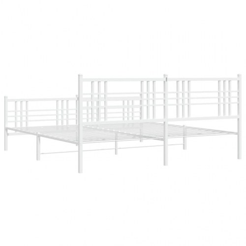 Sengeramme med sengegavl og fodgærde 200 x 200 cm - hvid
