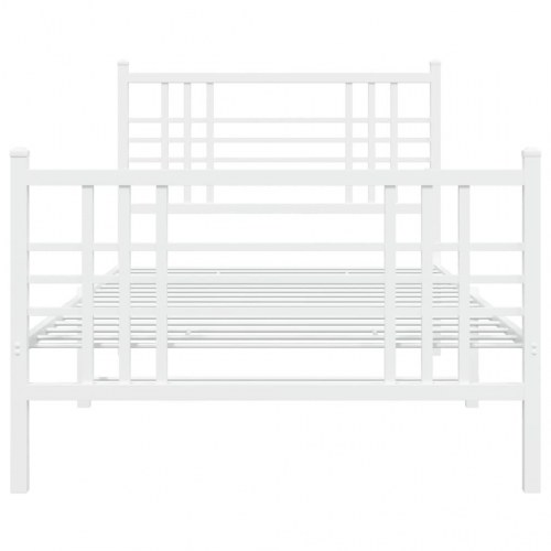 Sengeramme med sengegavl og fodgærde 107×203 cm - metal, hvid
