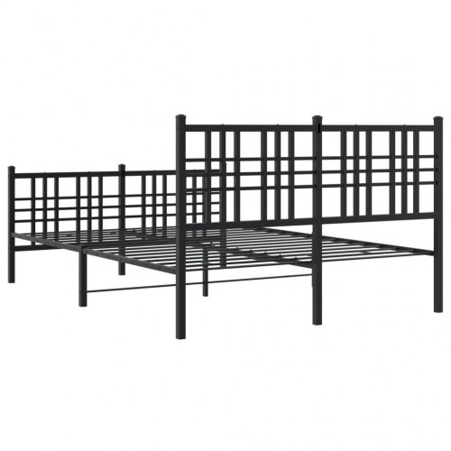 Sengeramme i metal med sengegavl og fodgærde 140 x 190 cm - sort