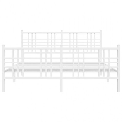 Sengeramme med sengegavl og fodgærde 160x200 cm metal hvid