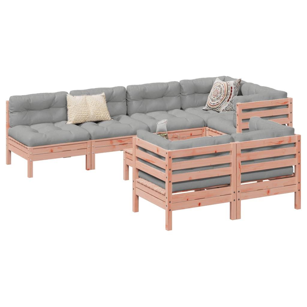 Sofasæt til haven 8 dele med hynder massivt douglasgran