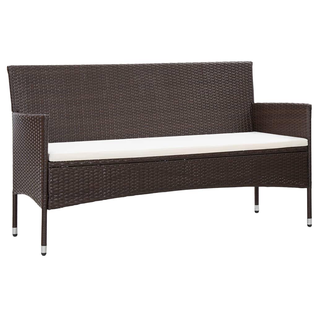 3 Personers Havesofa Med Hynder Polyrattan Brun