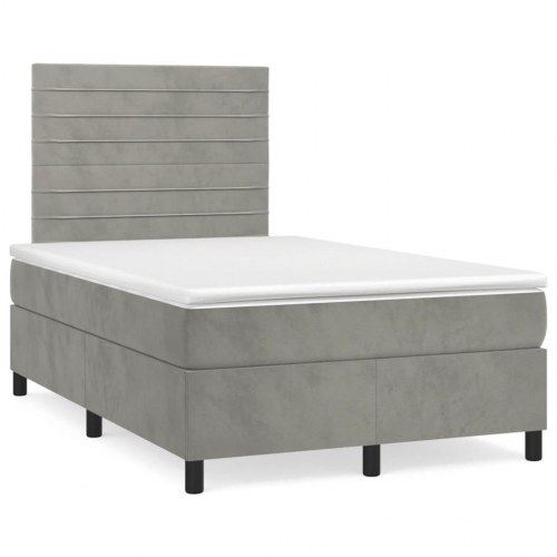 Kontinentalseng med madras 120×190 cm - velour, lysegrå