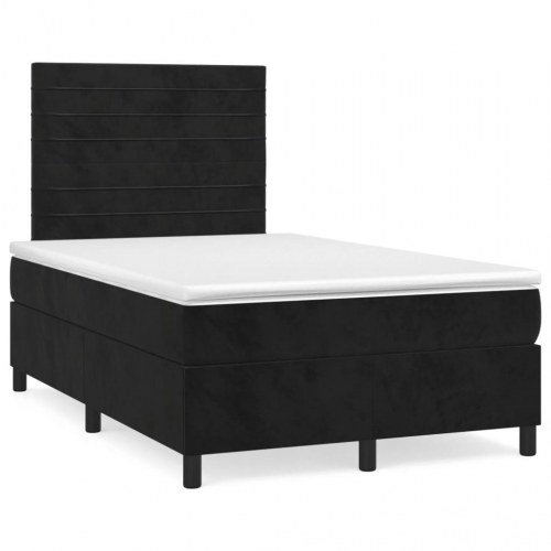 Kontinentalseng med madras 120x190 cm - velour, sort