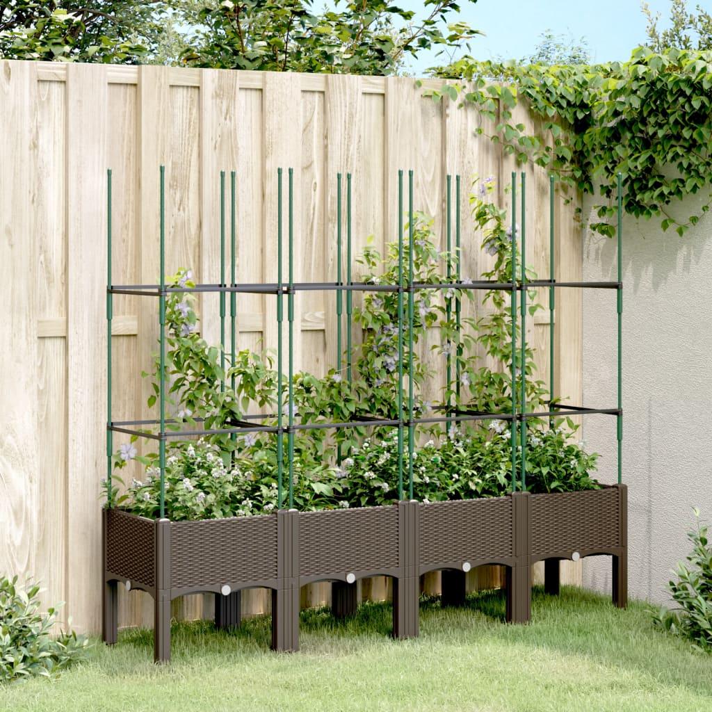 Plantekasse med espalier 160x40x142,5 cm PP brun billede
