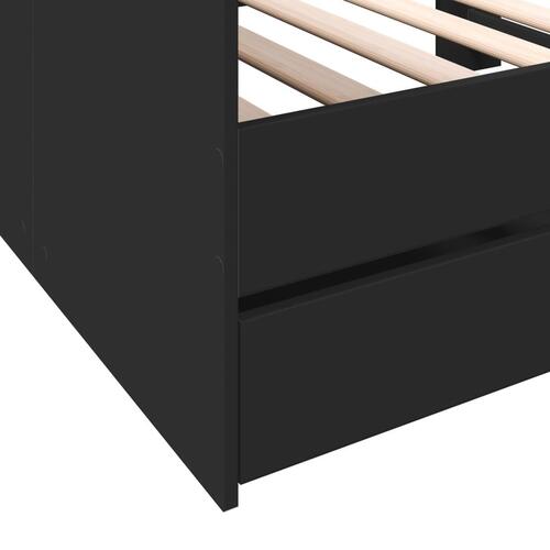 Daybed med skuffer 90x200 cm konstrueret træ sort