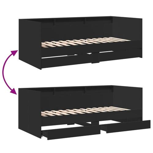 Daybed med skuffer 90x200 cm konstrueret træ sort
