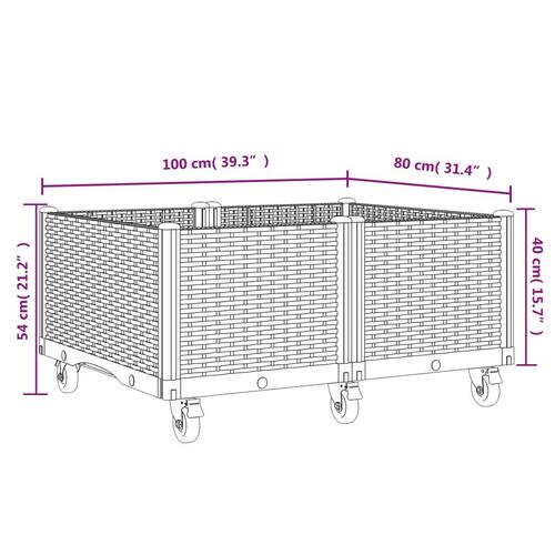 Plantekasse med hjul 100x80x54 cm PP sort