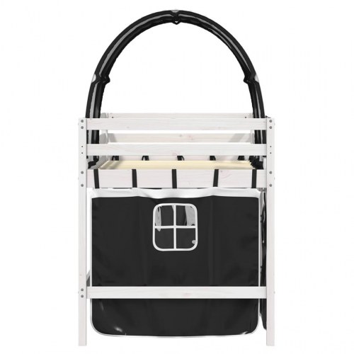 Højseng med tunnel 80x200 cm massivt fyrretræ hvid og sort