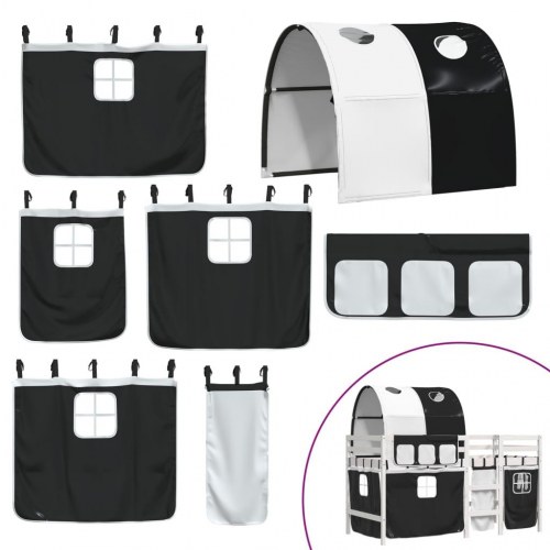 Højseng med tunnel 80x200 cm massivt fyrretræ hvid og sort