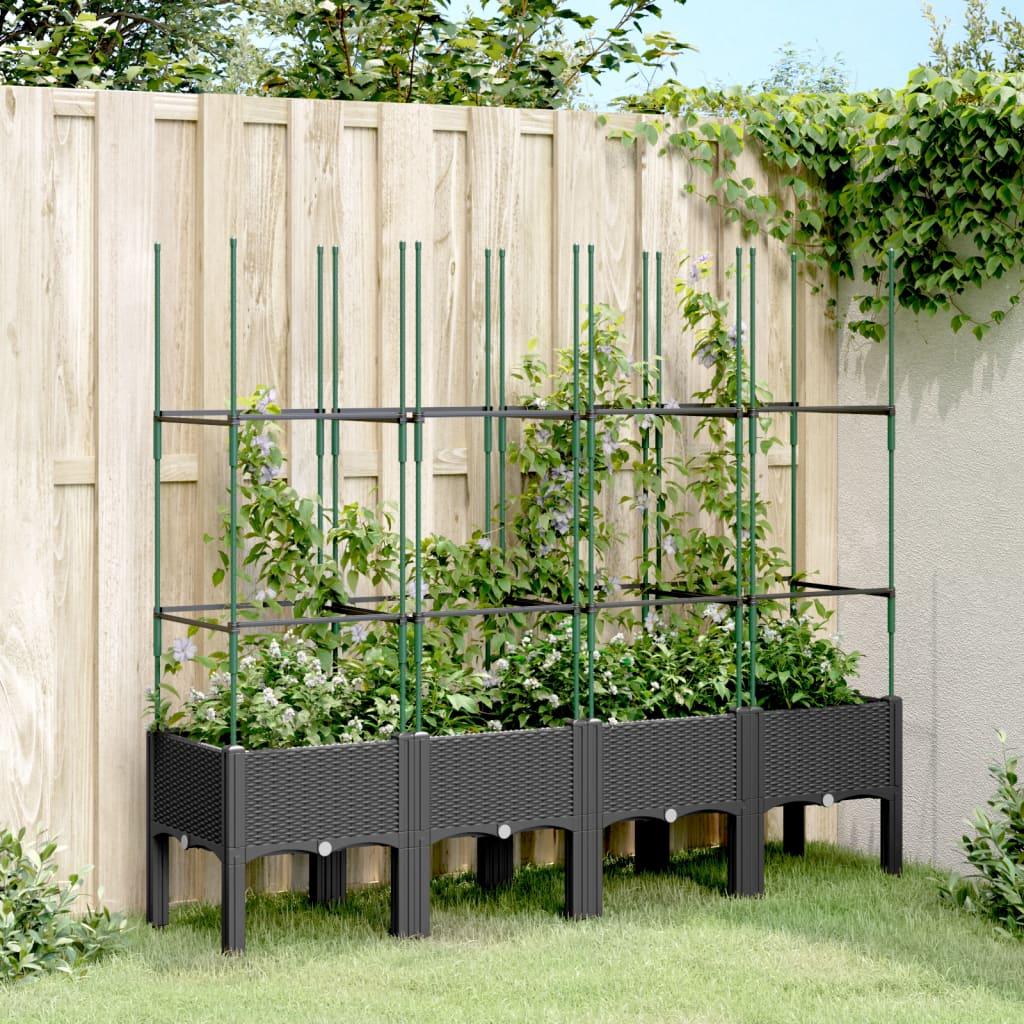 Plantekasse med espalier 160x40x142,5 cm PP sort billede
