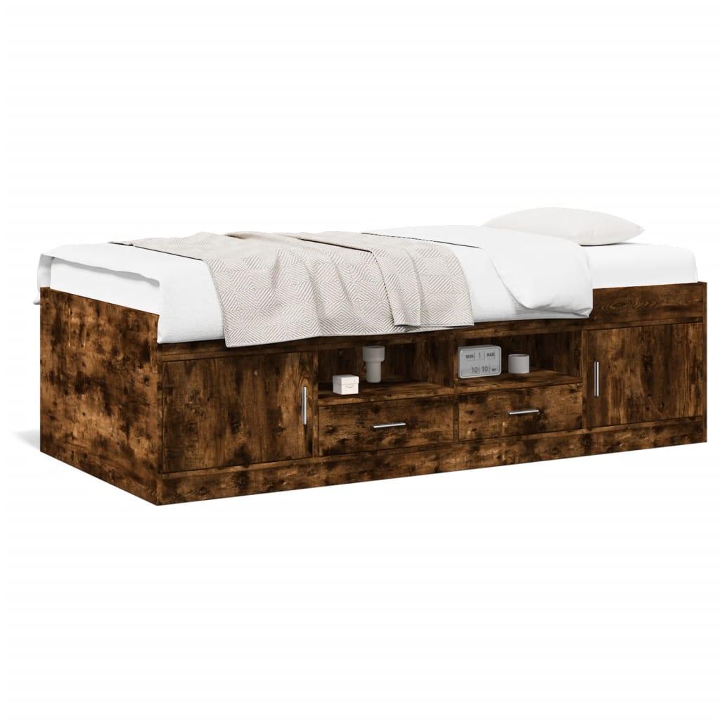 Daybed Med Skuffer 75x190 Cm Konstrueret Træ Røget Eg