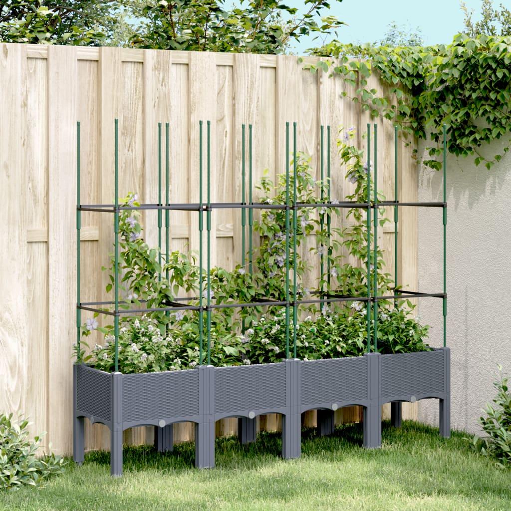 Plantekasse med espalier 160x40x142,5 cm PP blågrå billede