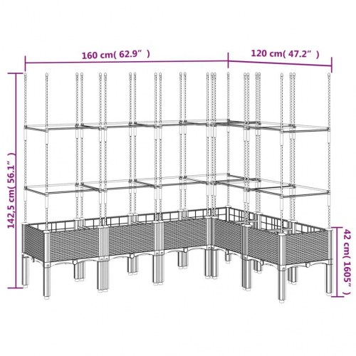 Plantekasse med espalier 160x120x142,5 cm PP sort