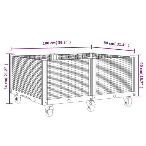 Plantekasse med hjul 100x80x54 cm PP grå