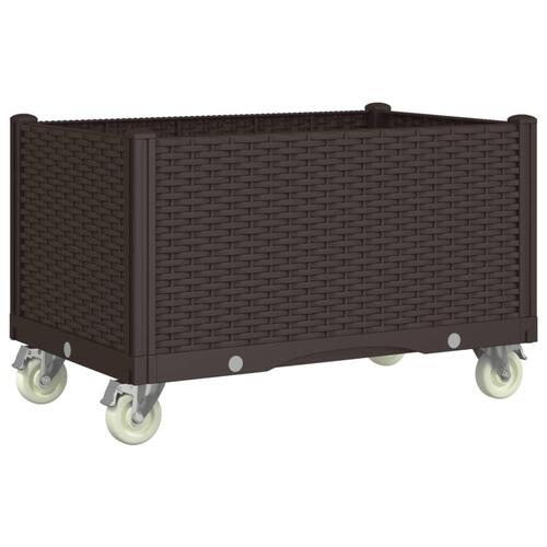 Plantekasse med hjul 80x50x54 cm PP brun