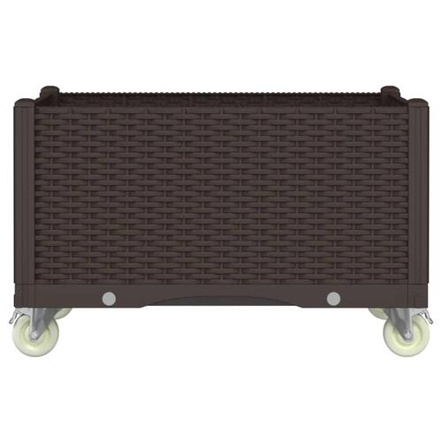 Plantekasse med hjul 80x50x54 cm PP brun
