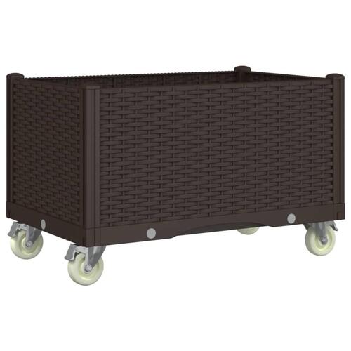 Plantekasse med hjul 80x50x54 cm PP brun