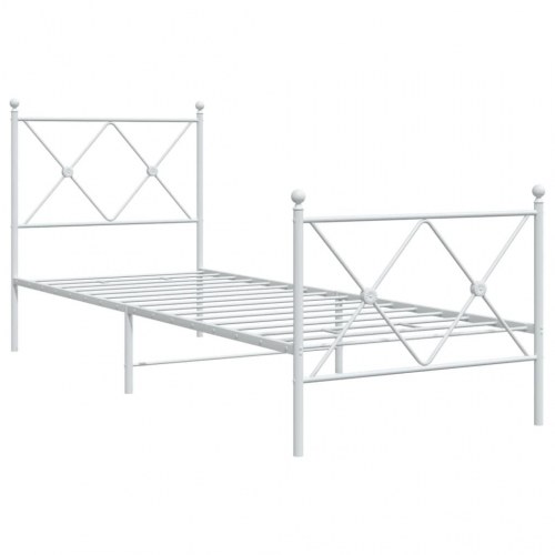 Sengeramme i metal med sengegavl og fodgærde 75 x 190 cm - hvid