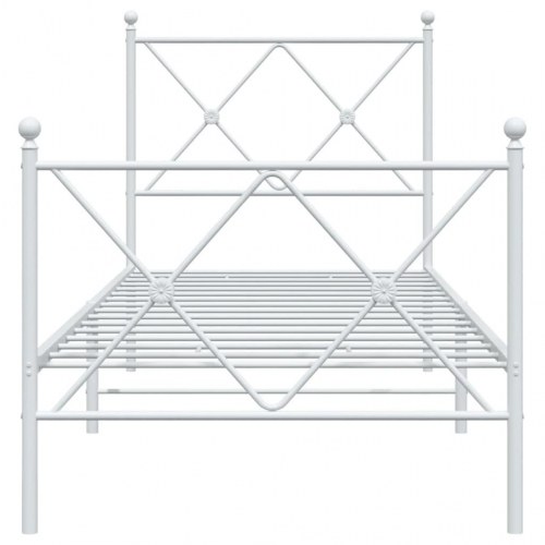 Sengeramme i metal med sengegavl og fodgærde 75 x 190 cm - hvid