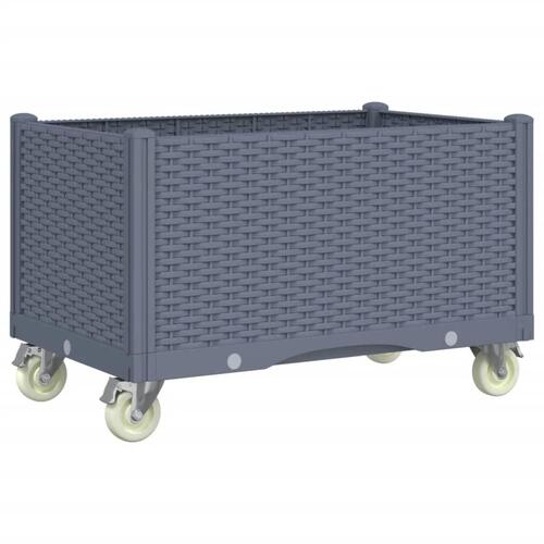 Plantekasse med hjul 80x50x54 cm PP blågrå