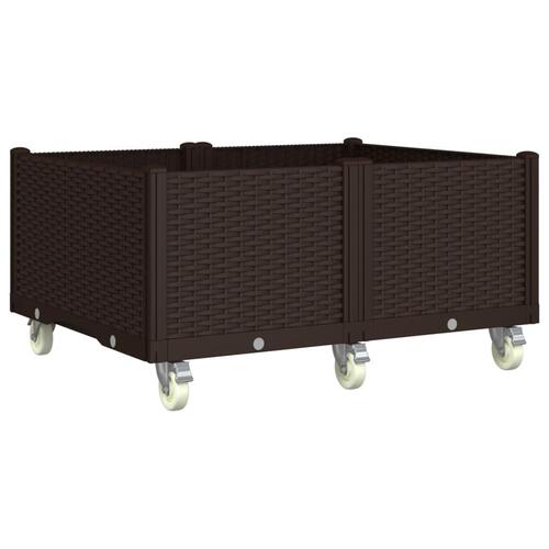 Plantekasse med hjul 100x80x54 cm PP brun