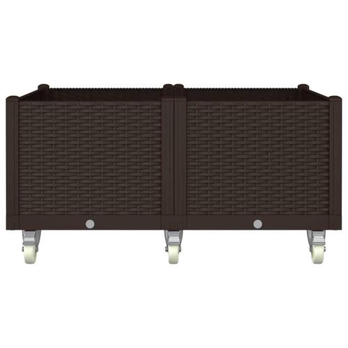 Plantekasse med hjul 100x80x54 cm PP brun