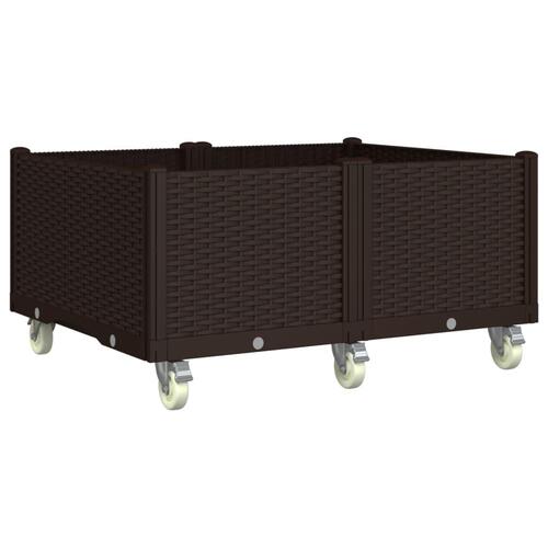 Plantekasse med hjul 100x80x54 cm PP brun
