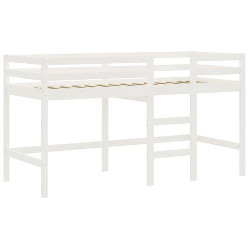 Højseng med gardiner 90x200 cm massivt fyrretræ blå
