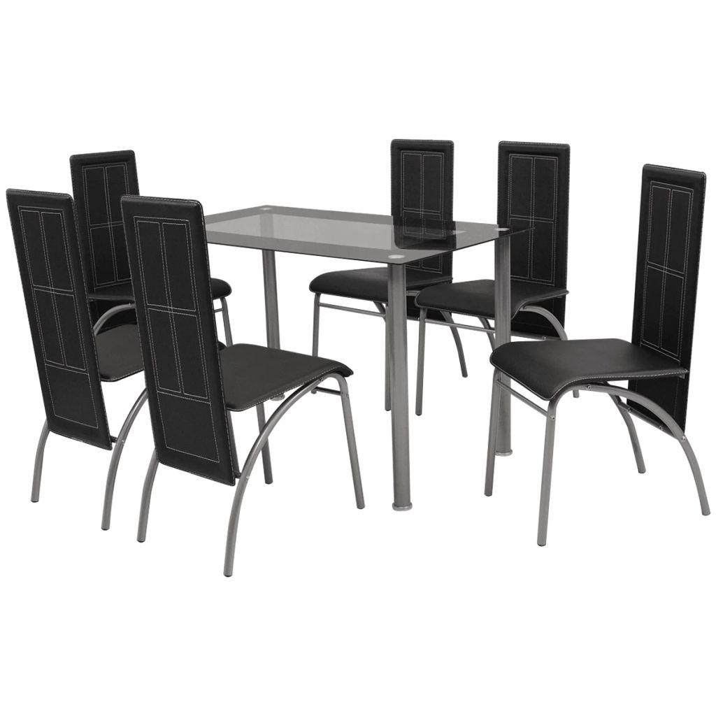 Spisebordssæt i 7 dele sort