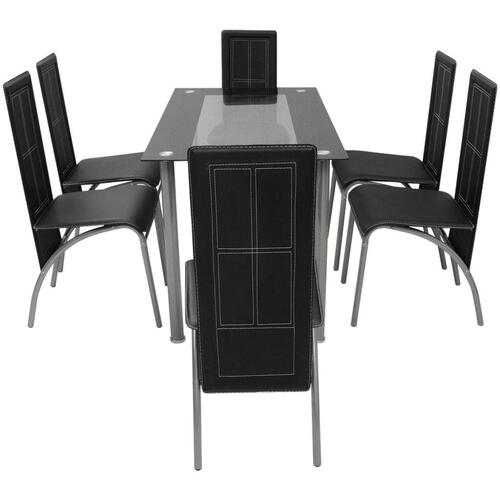 Spisebordssæt i 7 dele sort