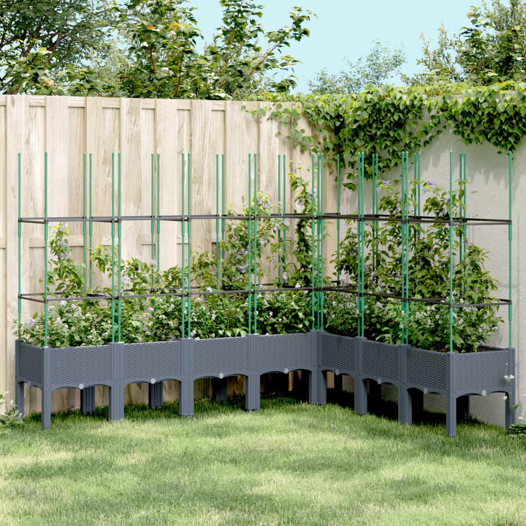 Plantekasse med espalier 200x160x142,5 cm PP blågrå billede