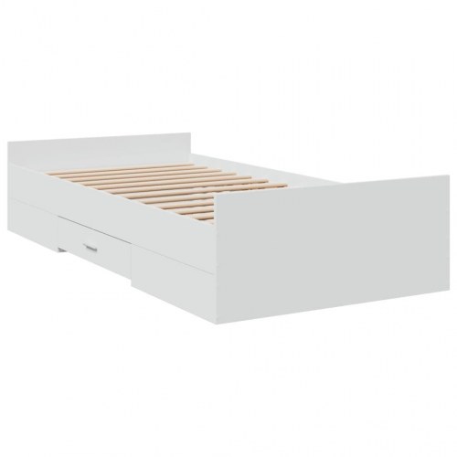 Sengeramme med 2 skuffer 100 x 200 cm - hvid