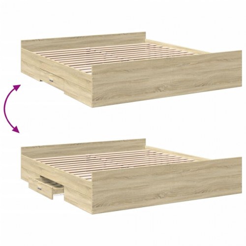 Sengeramme med 2 skuffer 180 x 200 cm - sonoma-eg