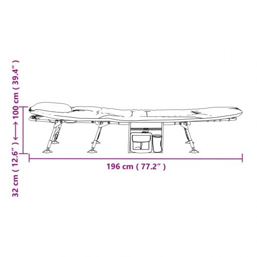 Fiskestol med justerbare fødder foldbar camouflage