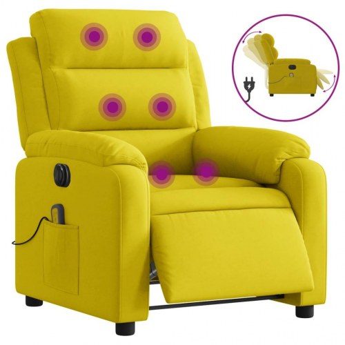 Eldreven massagestol i velour gul