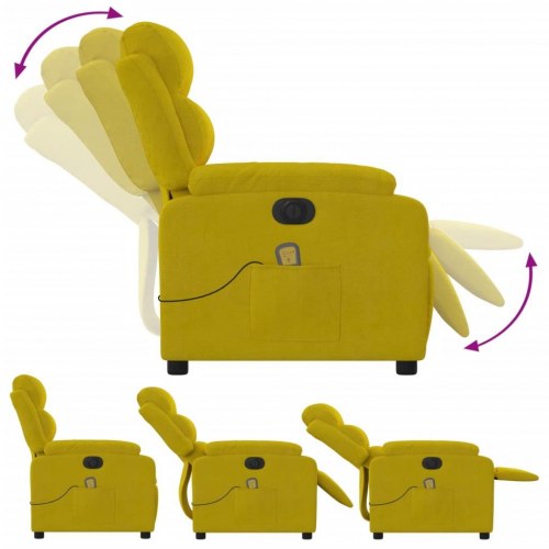 Eldreven massagestol i velour gul