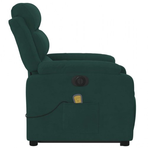 Massagestol med løftefunktion i velour - mørkegrøn