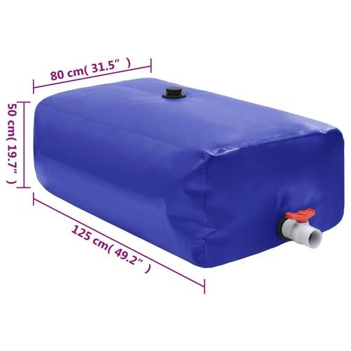 Vandtank med hane sammenfoldelig 500 l PVC