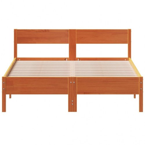 Sengeramme med lameller 135 x 190 cm - gyldenbrun
