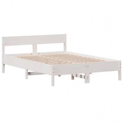 Sengeramme i massivt fyrretræ 135 x 190 cm - hvid