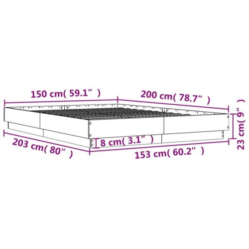 Sengestel 150x200 cm konstrueret træ sort