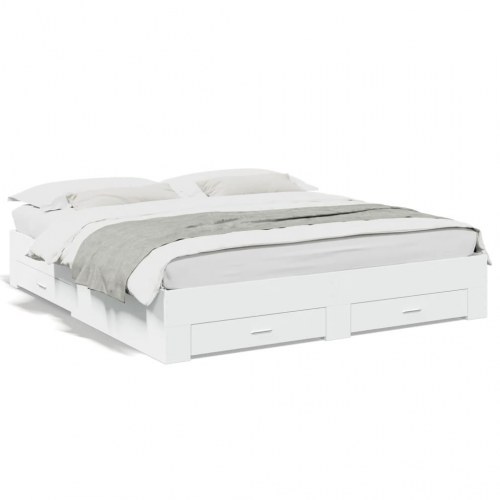 Sengeramme med skuffer 180x200 cm konstrueret træ hvid