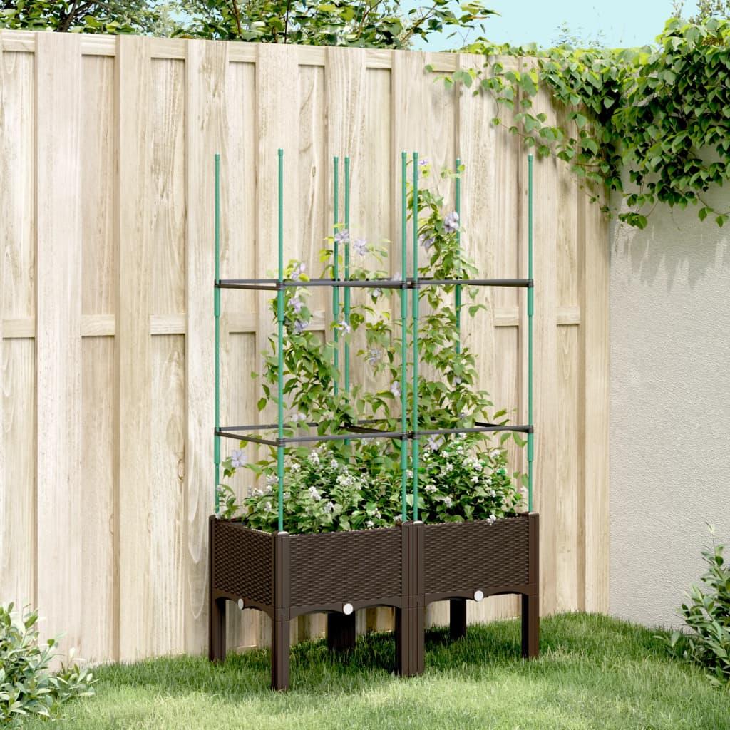 Plantekasse med espalier 80x40x142,5 cm PP brun billede
